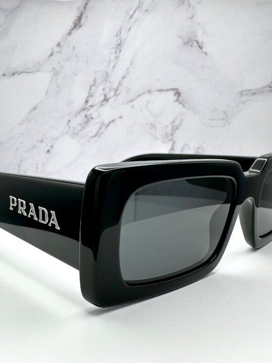 New Prada Sunglasses Black Acetate Rectangle main image 4